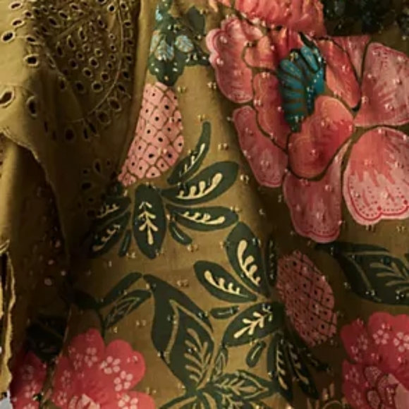 Anthropologie x FARM RIO Eyelet Short Sleeve Blouse Top Embroidered XS NEW - Picture 6 of 6